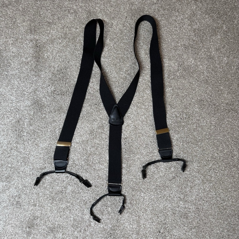 Holdup Suspenders Mens Black Adjustable Y Back Clips Stretch